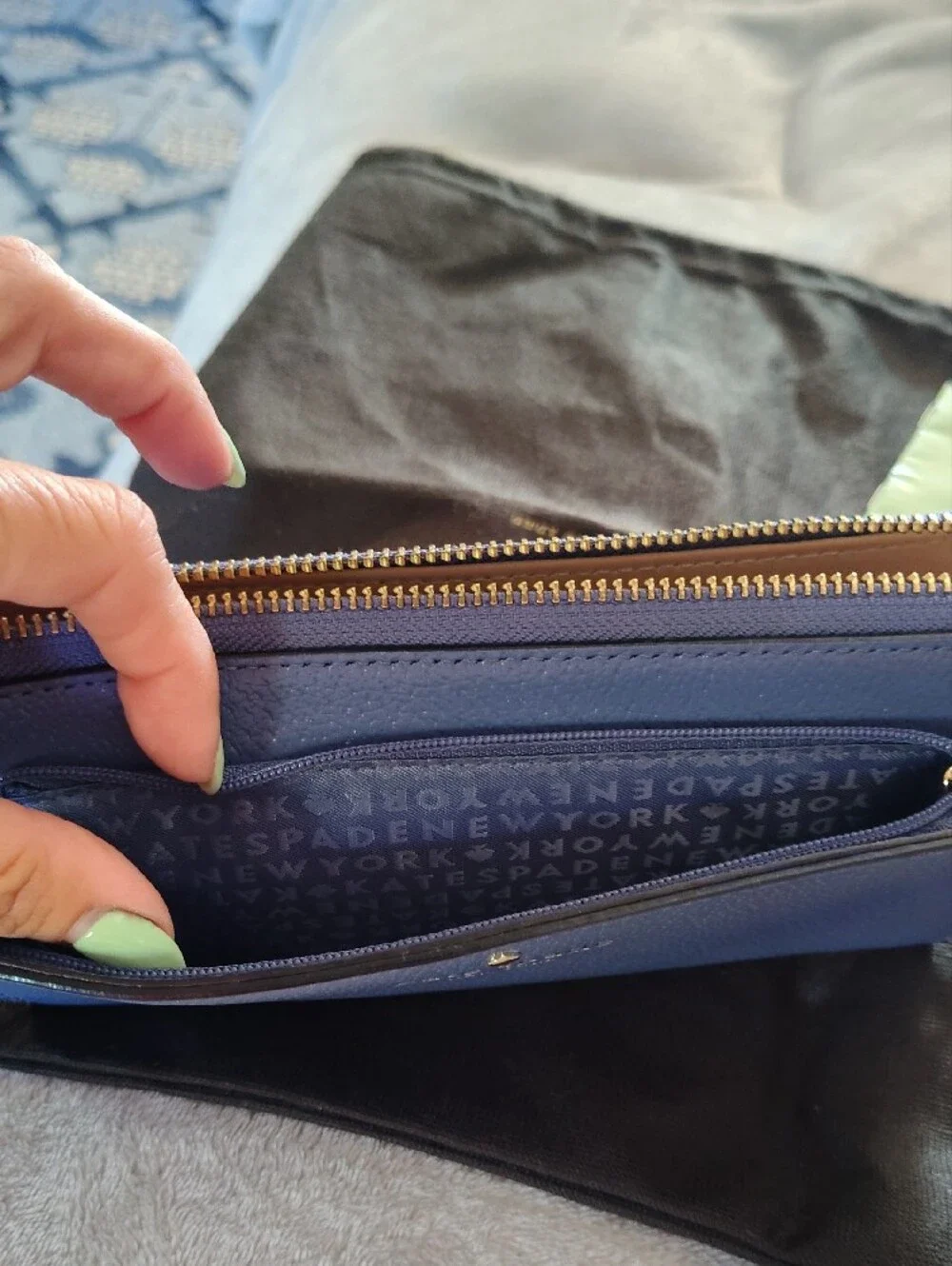 kate spade Lavender Blue Leather Zip Wallet with Wristlet